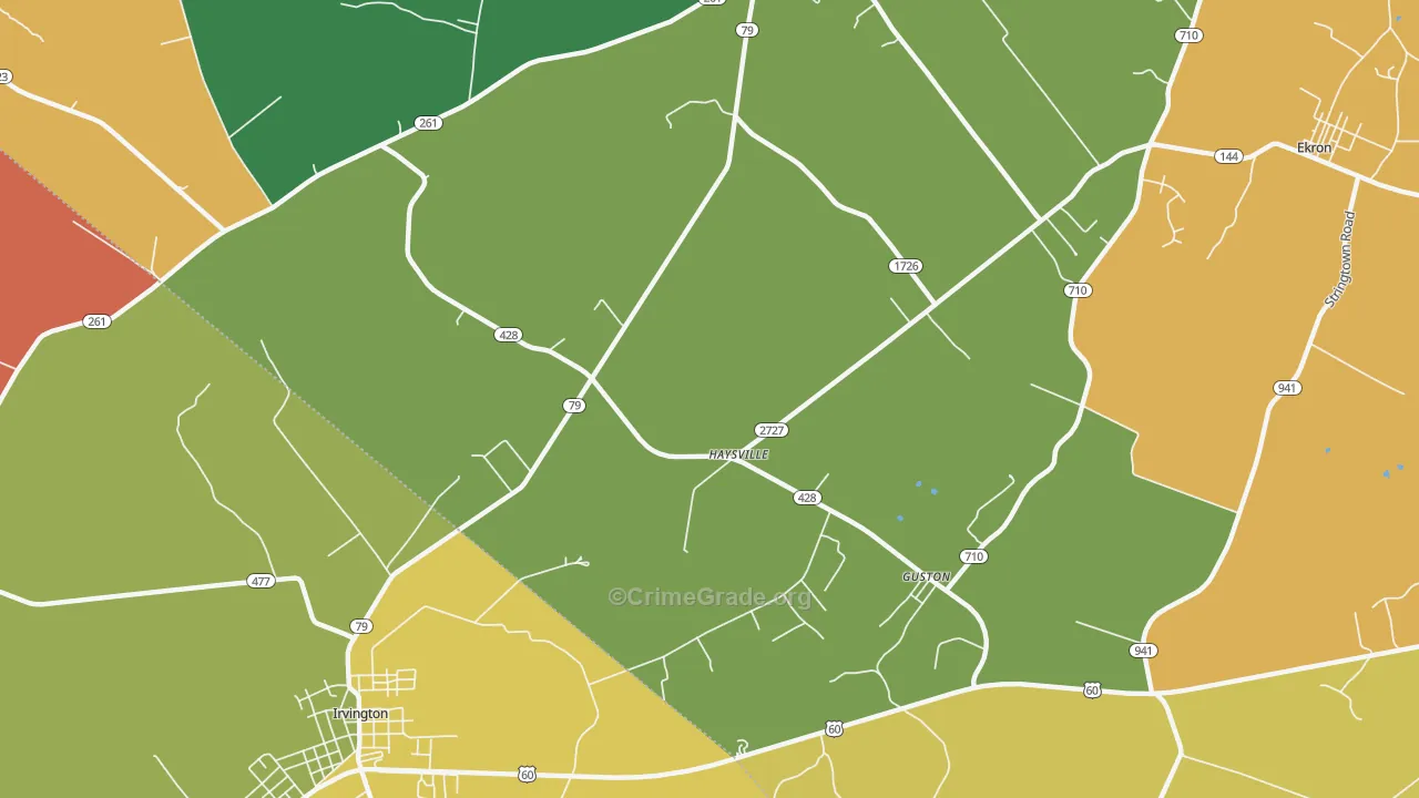 Haysville, KY Map of Theft Rates