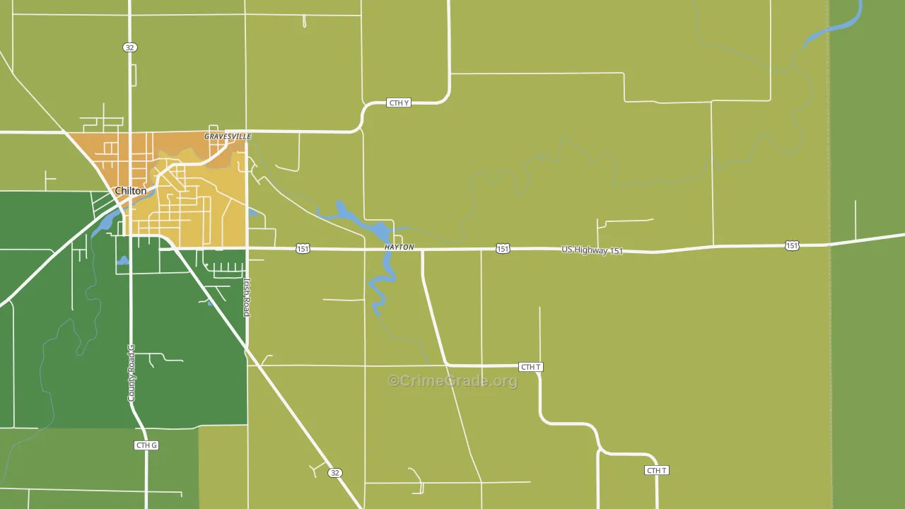 Hayton, WI Map of Theft Rates