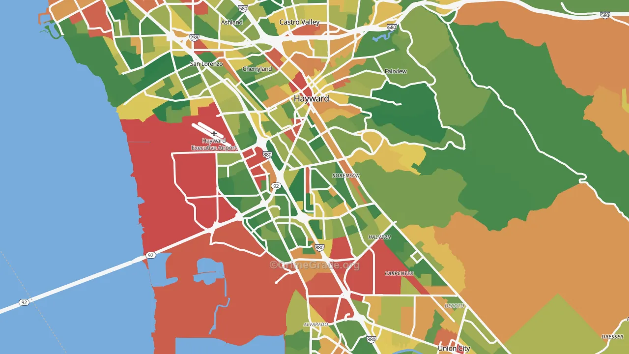 Hayward, CA Map of Theft Rates