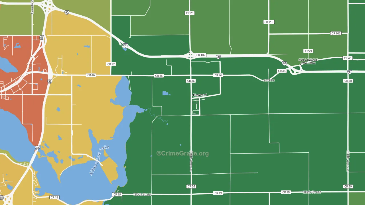 Hayward, MN Map of Theft Rates