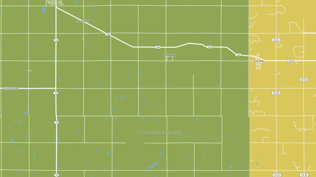 Hayward, OK Map of Theft Rates