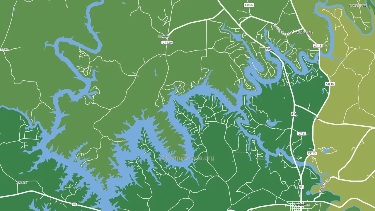 Haywood, AL Map of Theft Rates