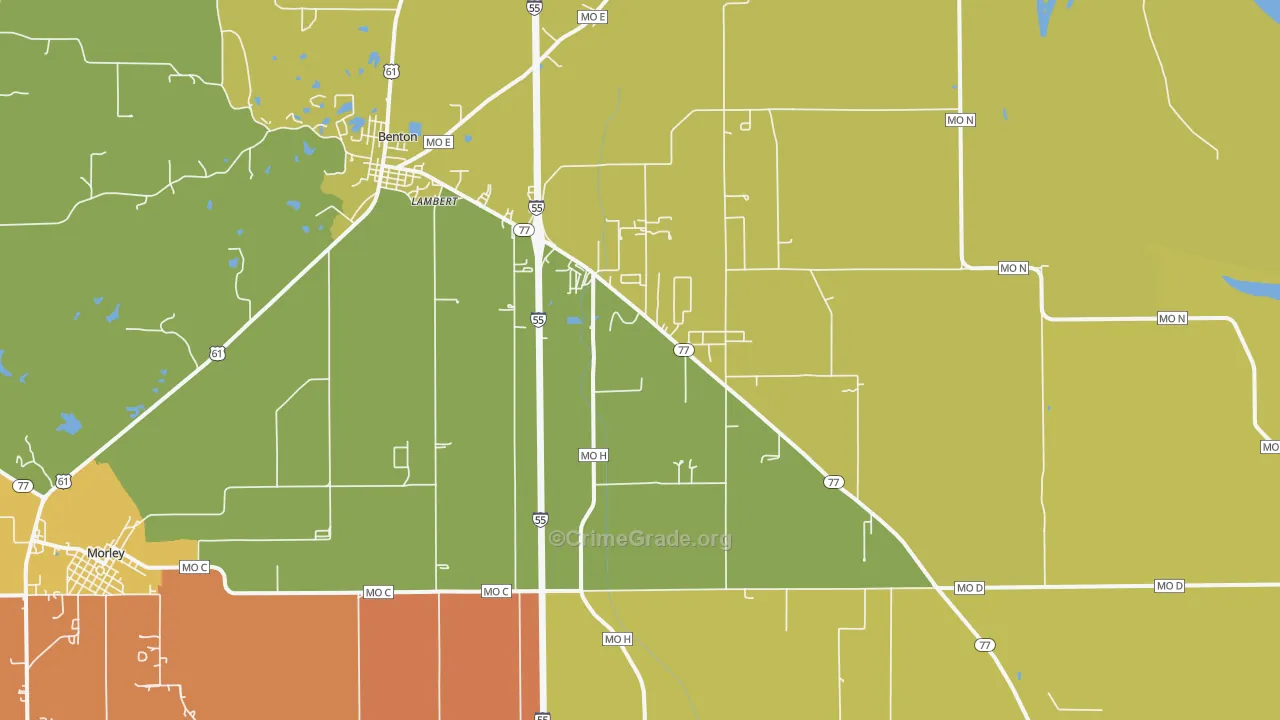 Haywood City, MO Map of Theft Rates