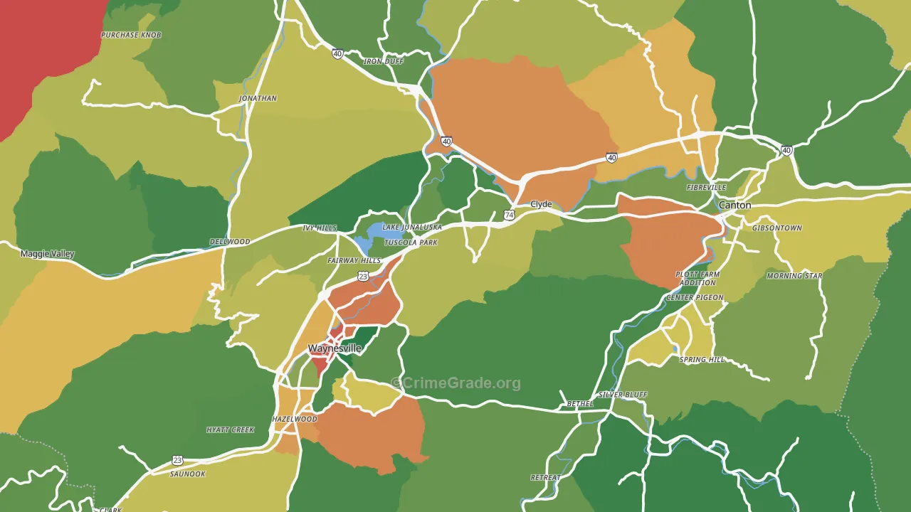 Haywood County, NC Map of Theft Rates