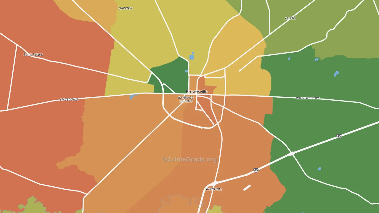 Haywood County, TN Map of Theft Rates