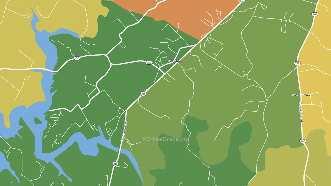 Haywood, KY Map of Theft Rates