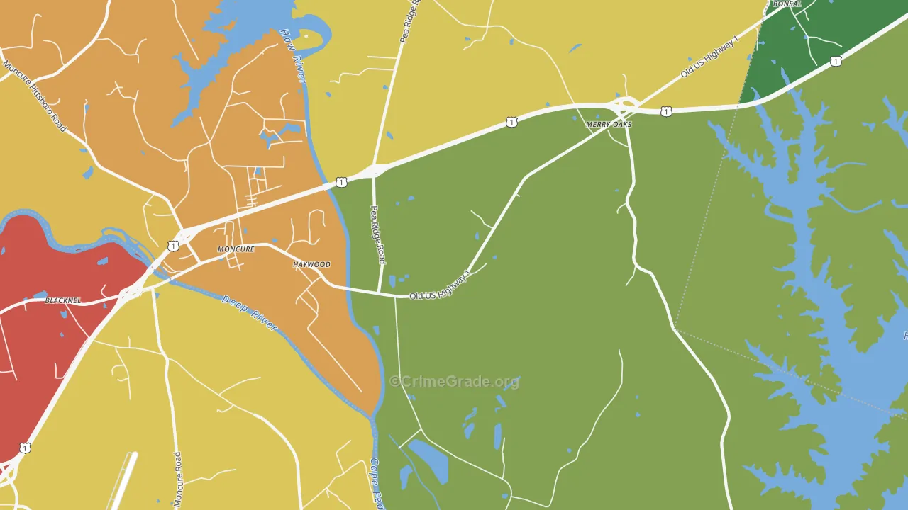 Haywood, NC Map of Theft Rates