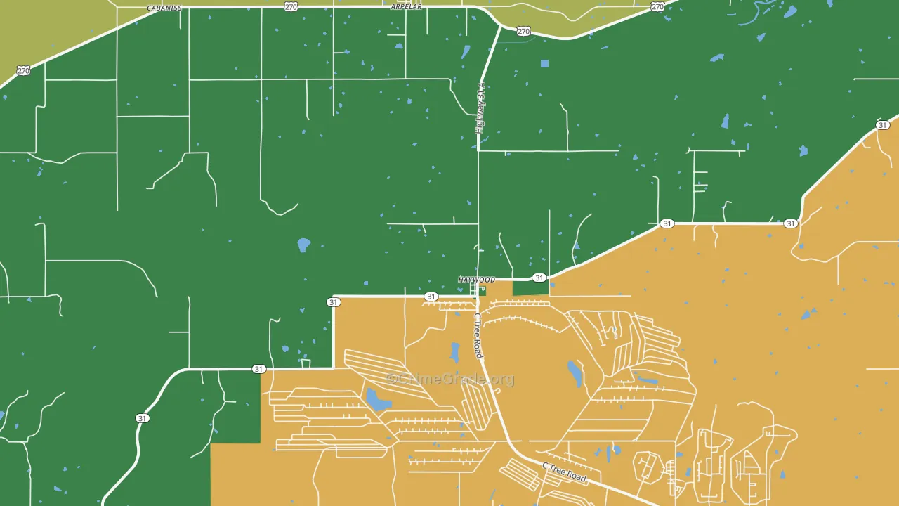 Haywood, OK Map of Theft Rates