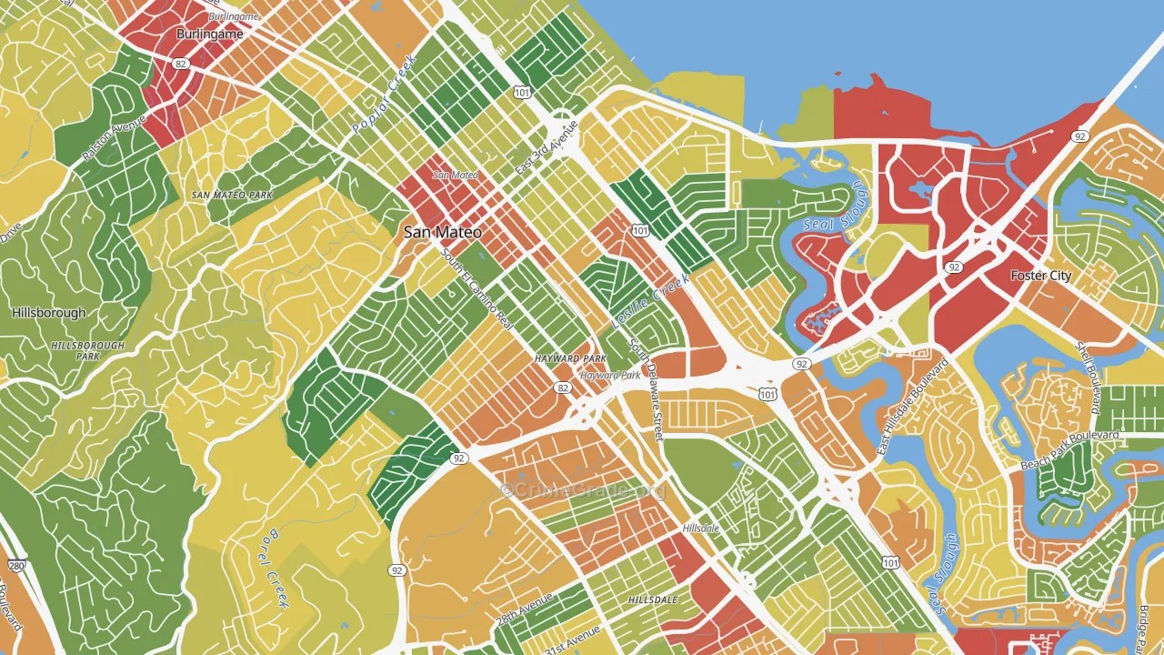 Haywood Park, San Mateo, CA Map of Theft Rates
