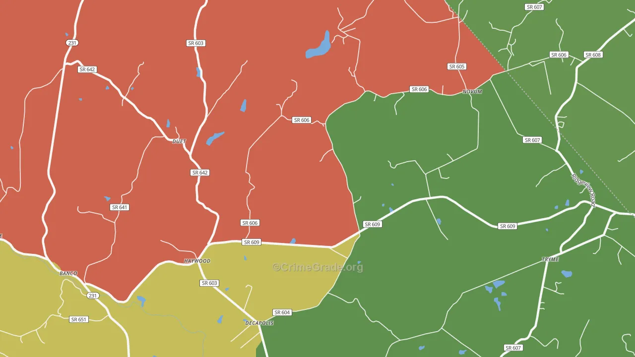 Haywood, VA Map of Theft Rates