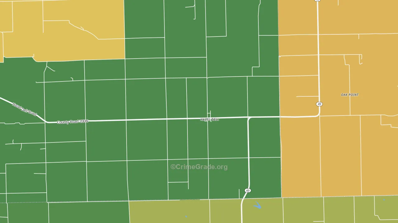 Hazel Dell, IL Map of Theft Rates