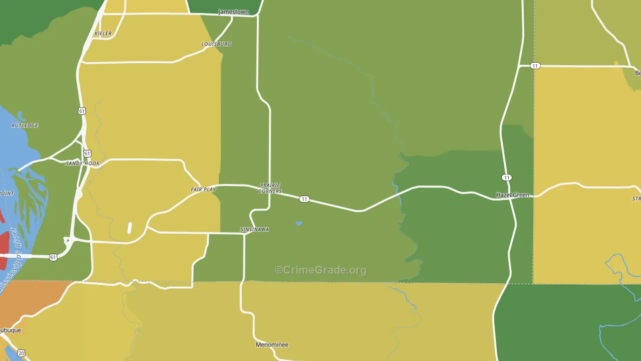 Hazel Green, WI Map of Theft Rates