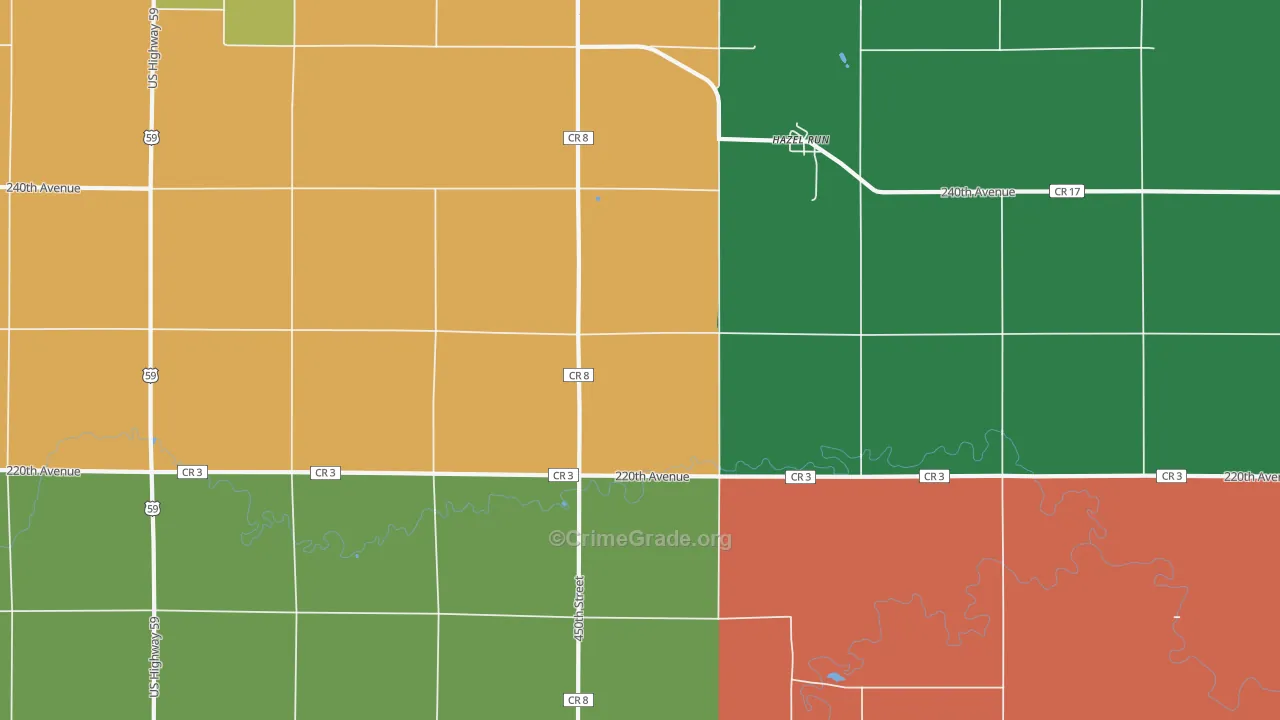 Hazel Run, MN Map of Theft Rates