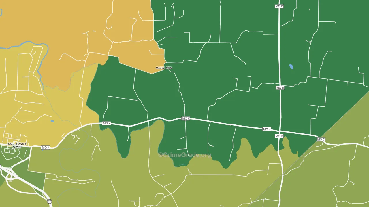 Hazel Run, MO Map of Theft Rates