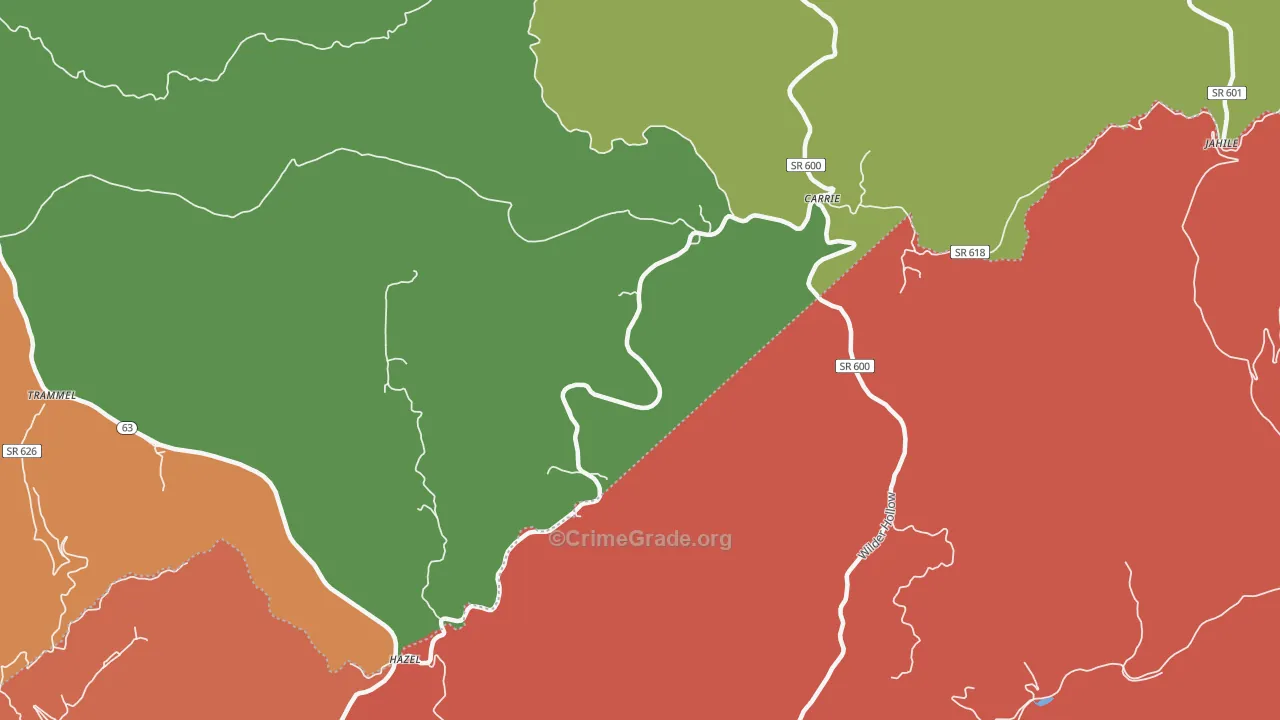 Hazel, VA Map of Theft Rates