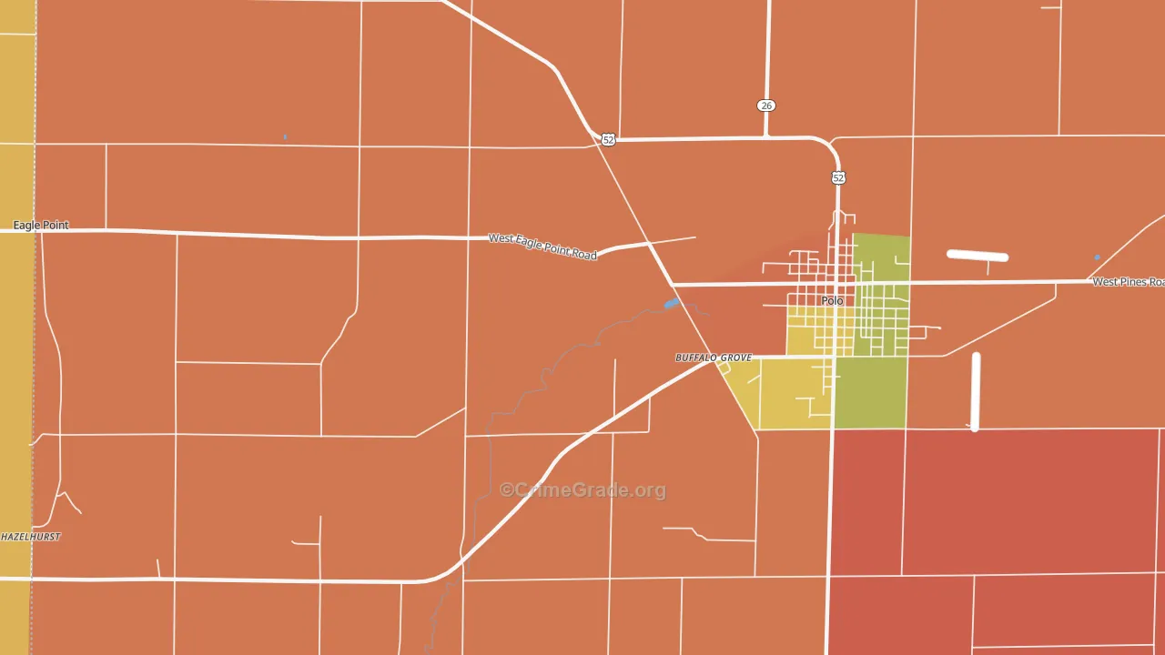 Hazelhurst, IL Map of Theft Rates