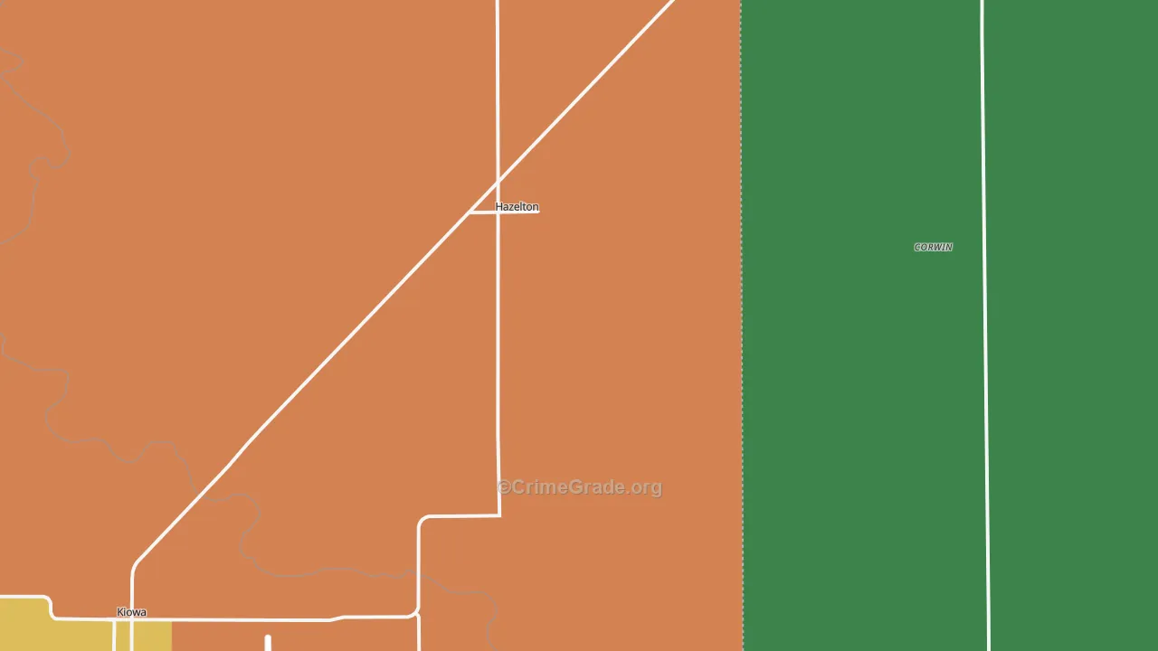 Hazelton, KS Map of Theft Rates