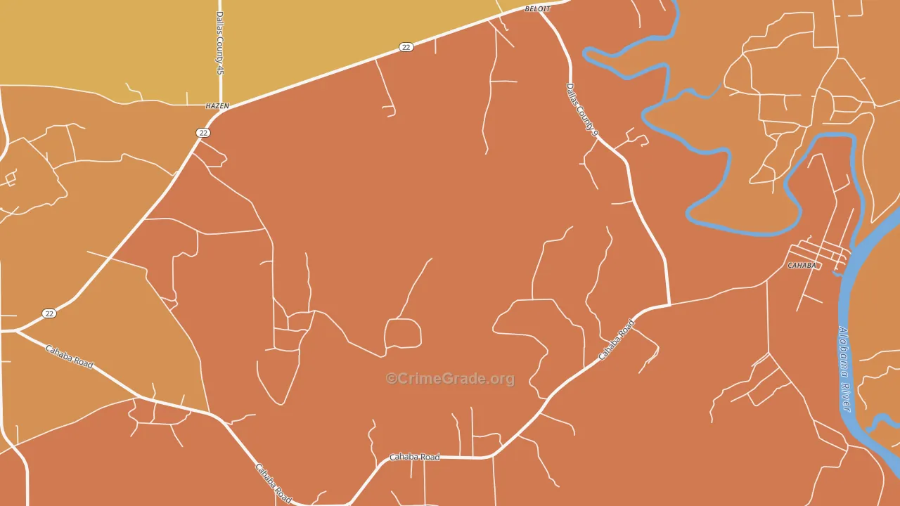 Hazen, AL Map of Theft Rates