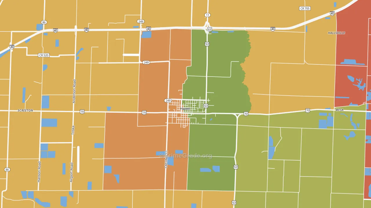 Hazen, AR Map of Theft Rates