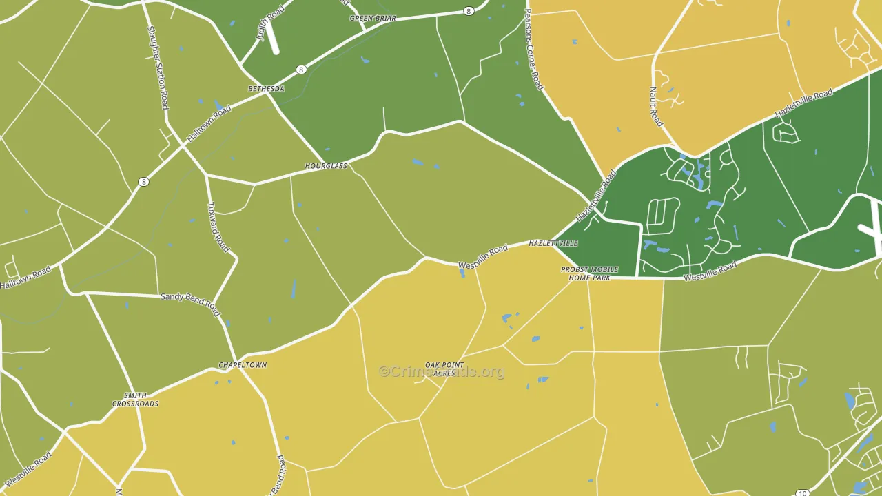 Hazlettville, DE Map of Theft Rates