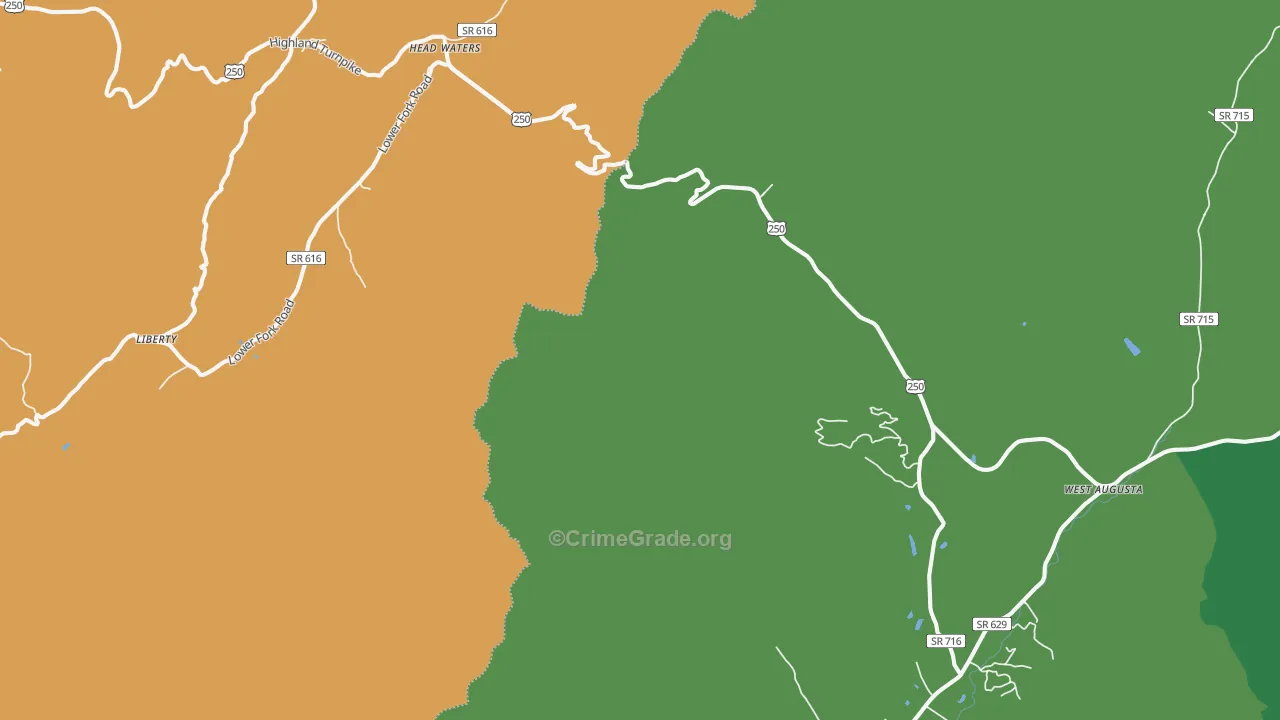 Head Waters, VA Map of Theft Rates