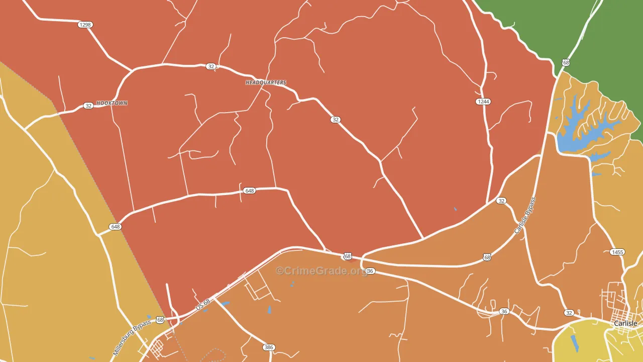 Headquarters, KY Map of Theft Rates