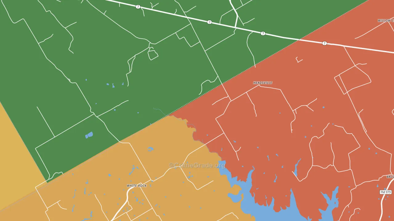 Headsville, TX Map of Theft Rates