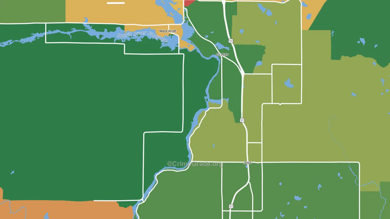Heafford Junction, WI Map of Theft Rates