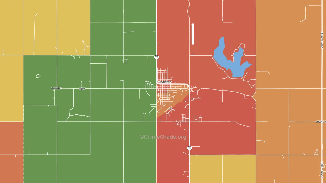 Healdton, OK Map of Theft Rates