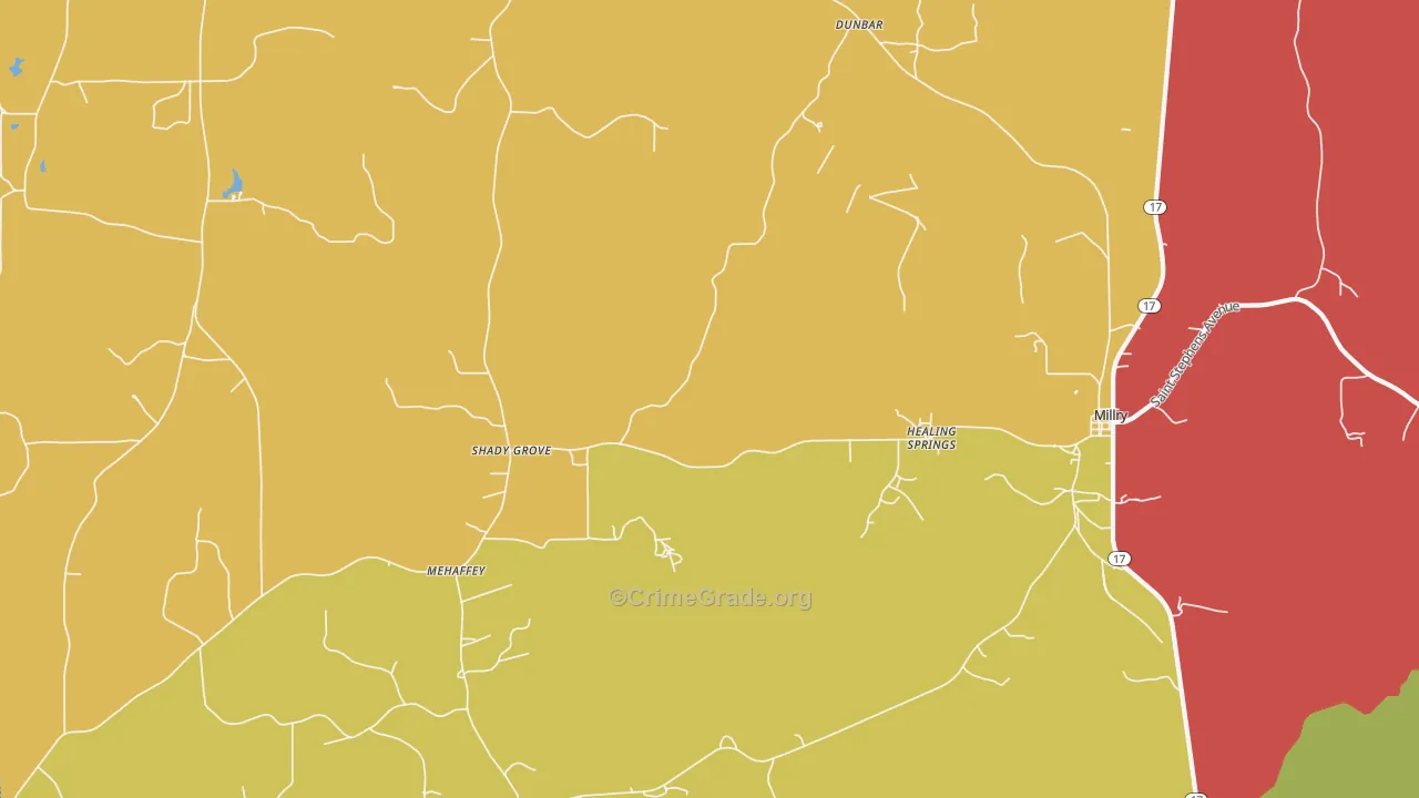Healing Springs, AL Map of Theft Rates