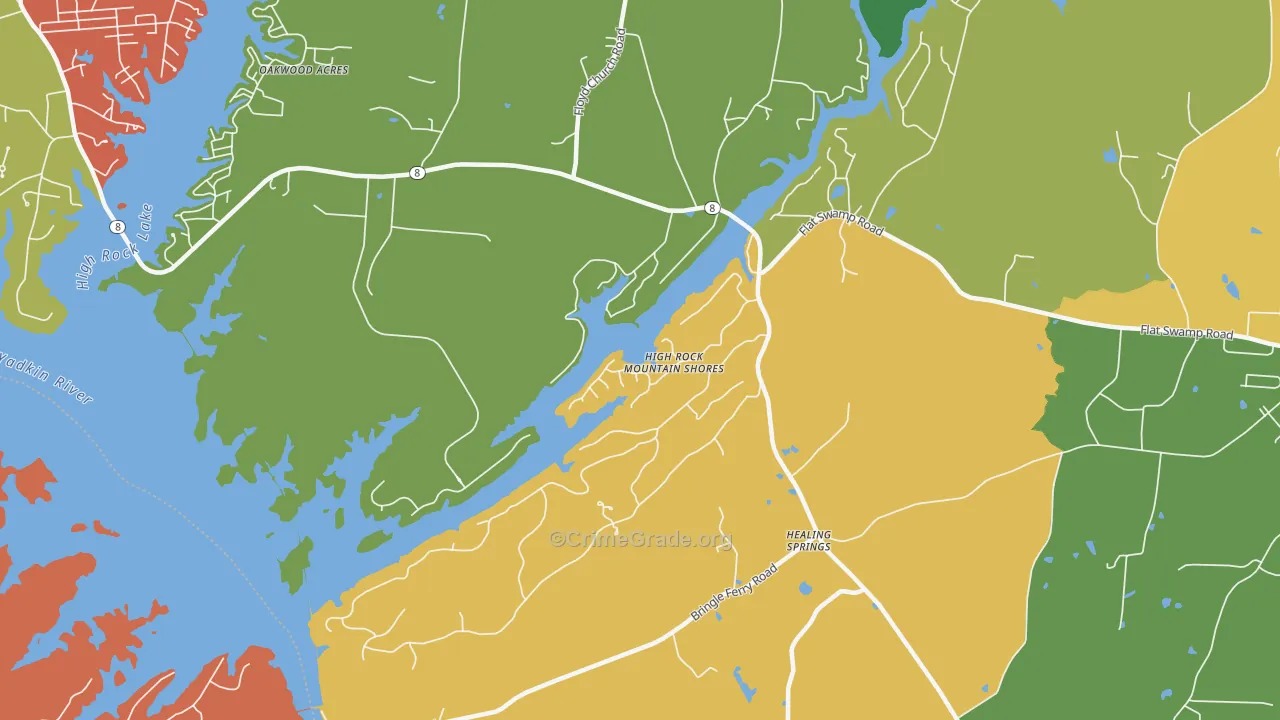 Healing Springs, NC Map of Theft Rates