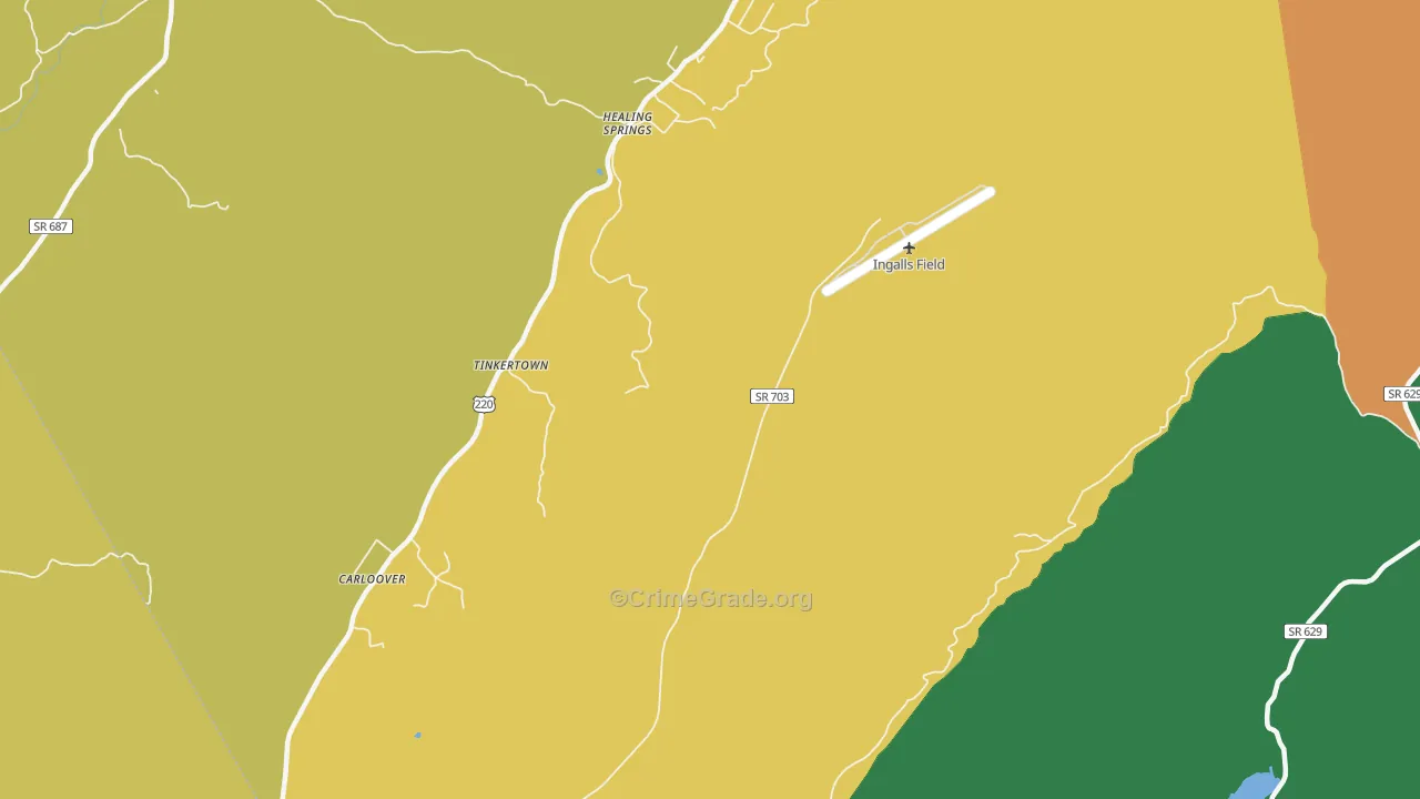 Healing Springs, VA Map of Theft Rates