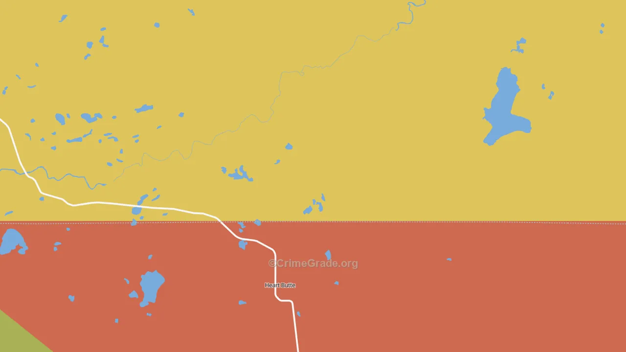 Heart Butte, MT Map of Theft Rates