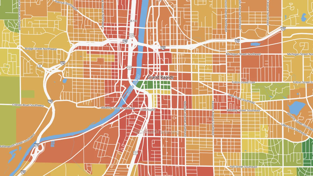 Heartside-Downtown, Grand Rapids, MI Map of Theft Rates
