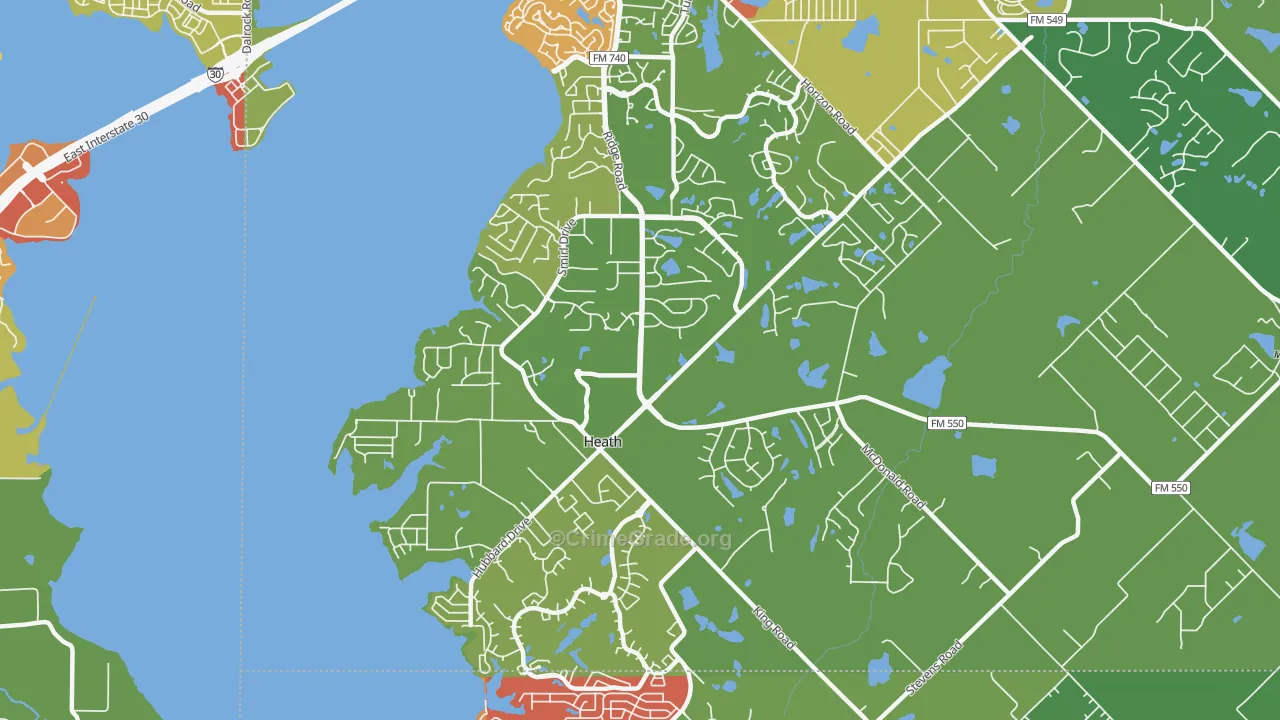 Heath, TX Map of Theft Rates