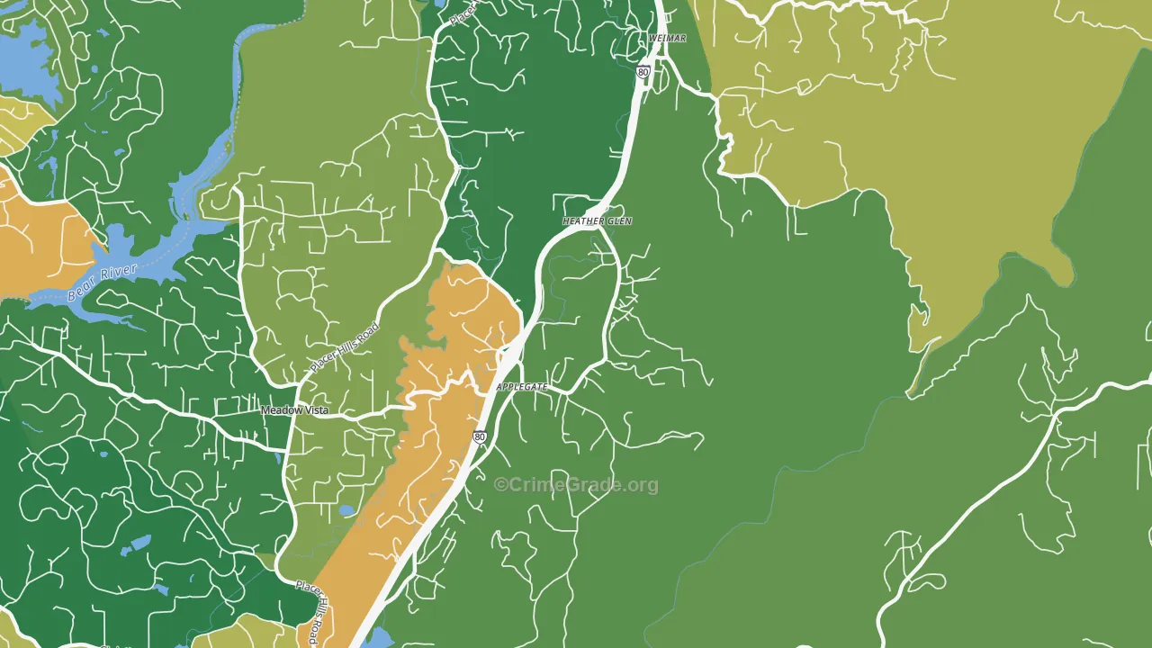 Heather Glen, CA Map of Theft Rates