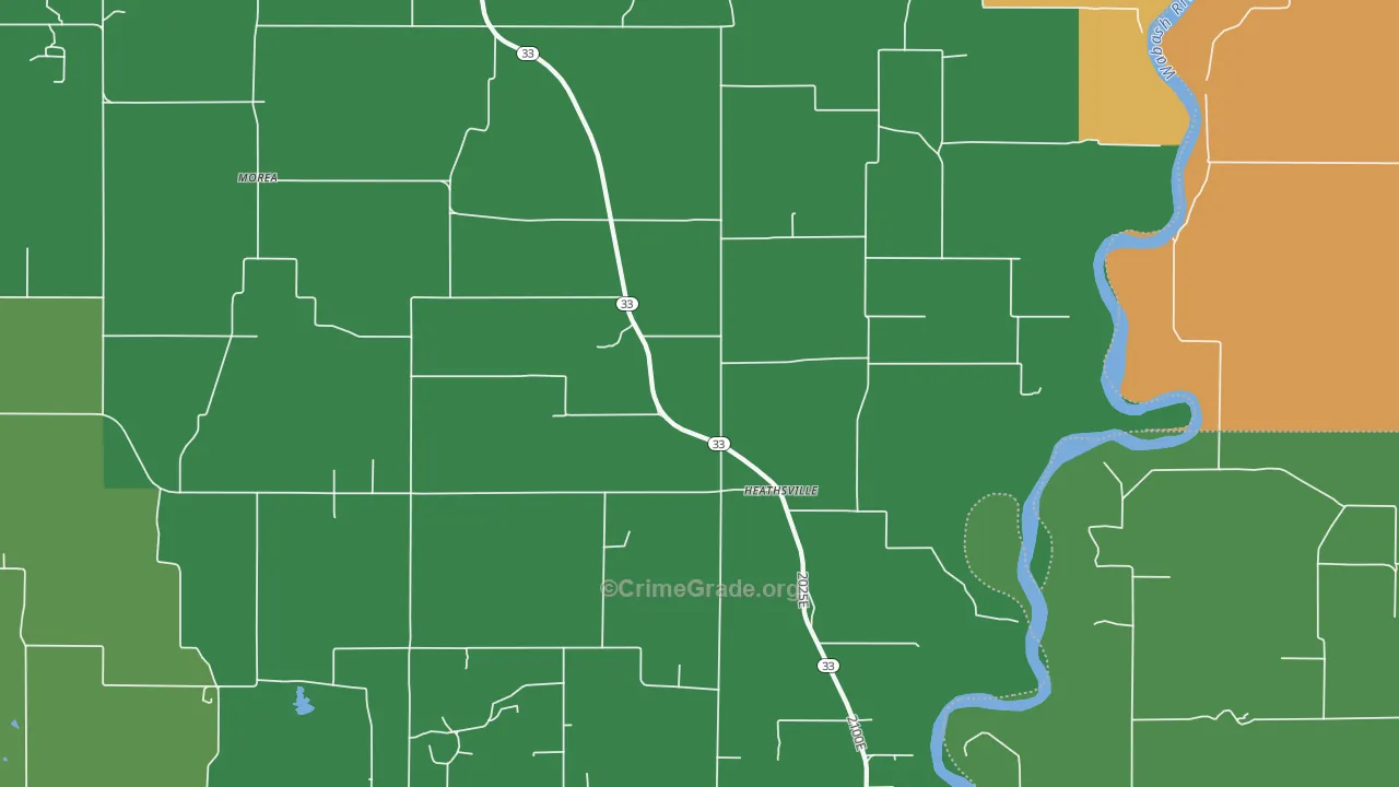 Heathsville, IL Map of Theft Rates