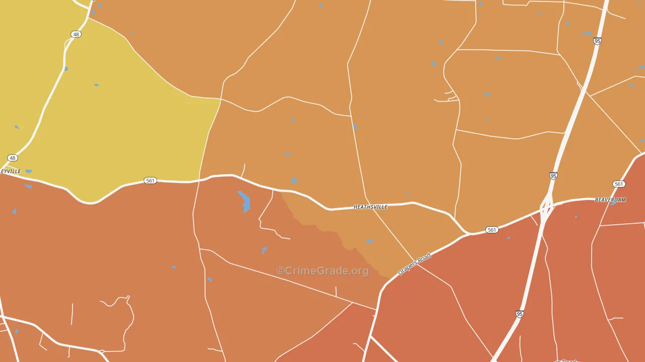 Heathsville, NC Map of Theft Rates