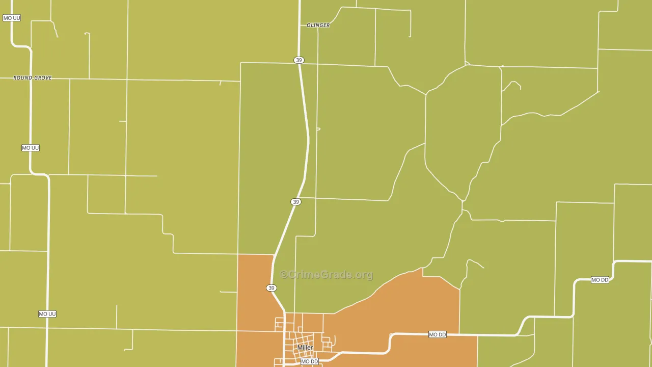 Heatonville, MO Map of Theft Rates