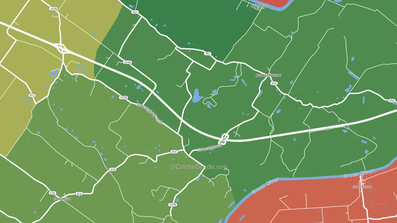 Hebbardsville, KY Map of Theft Rates