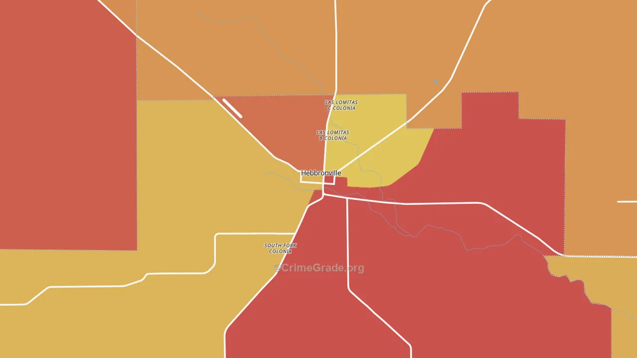 Hebbronville, TX Map of Theft Rates