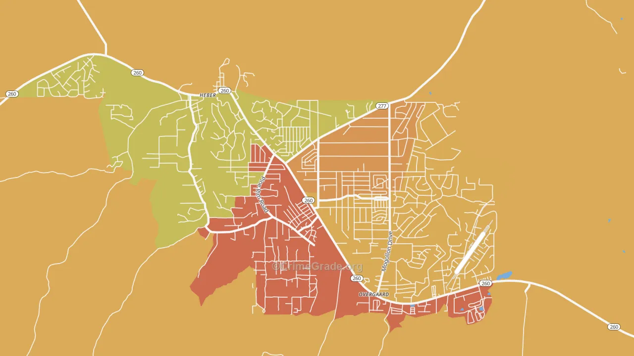 Heber-Overgaard, AZ Map of Theft Rates