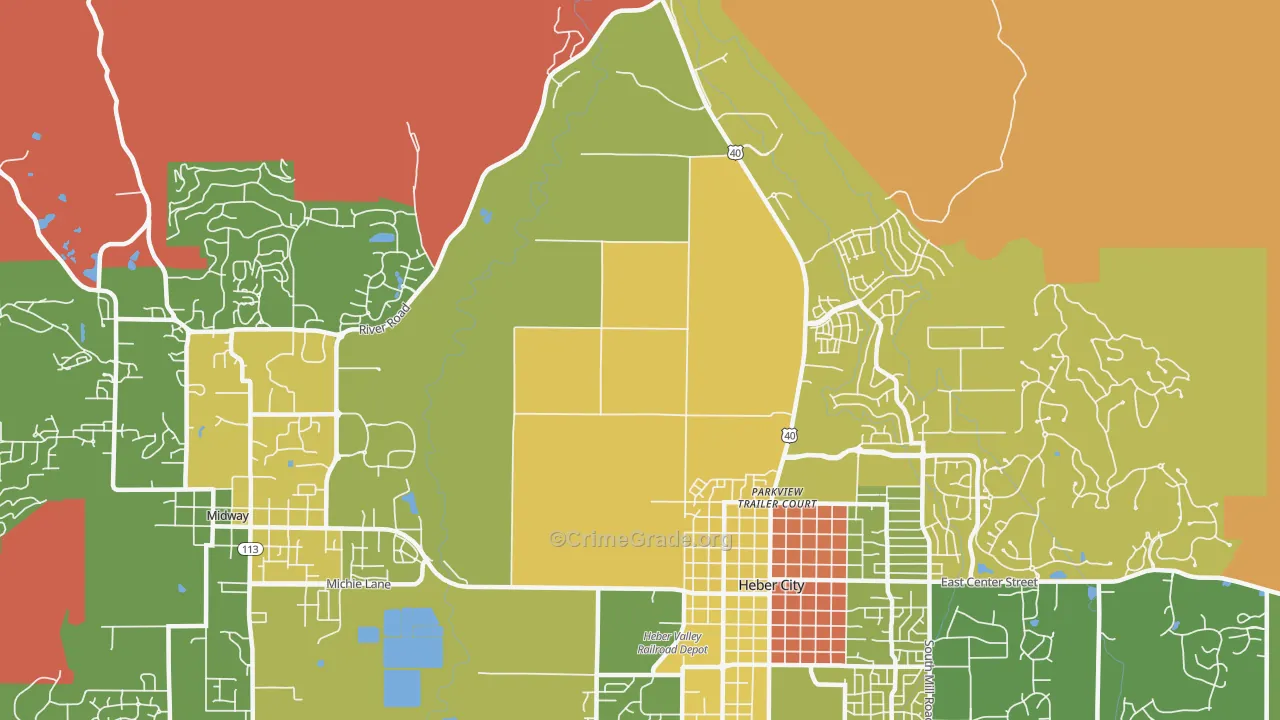 Heber, UT Map of Theft Rates