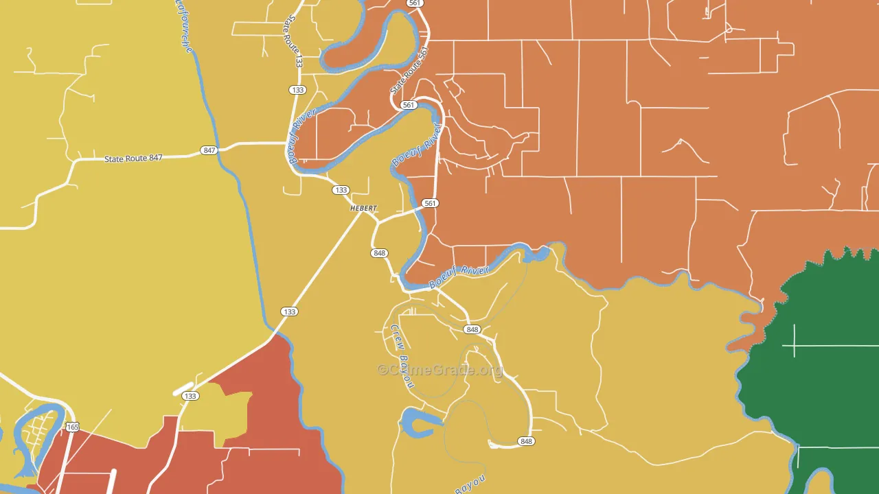 Hebert, LA Map of Theft Rates