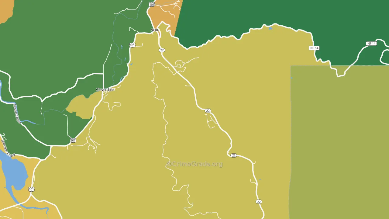 Hebo, OR Map of Theft Rates