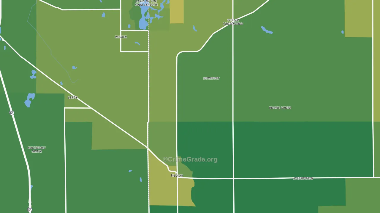 Hebron, IN Map of Theft Rates