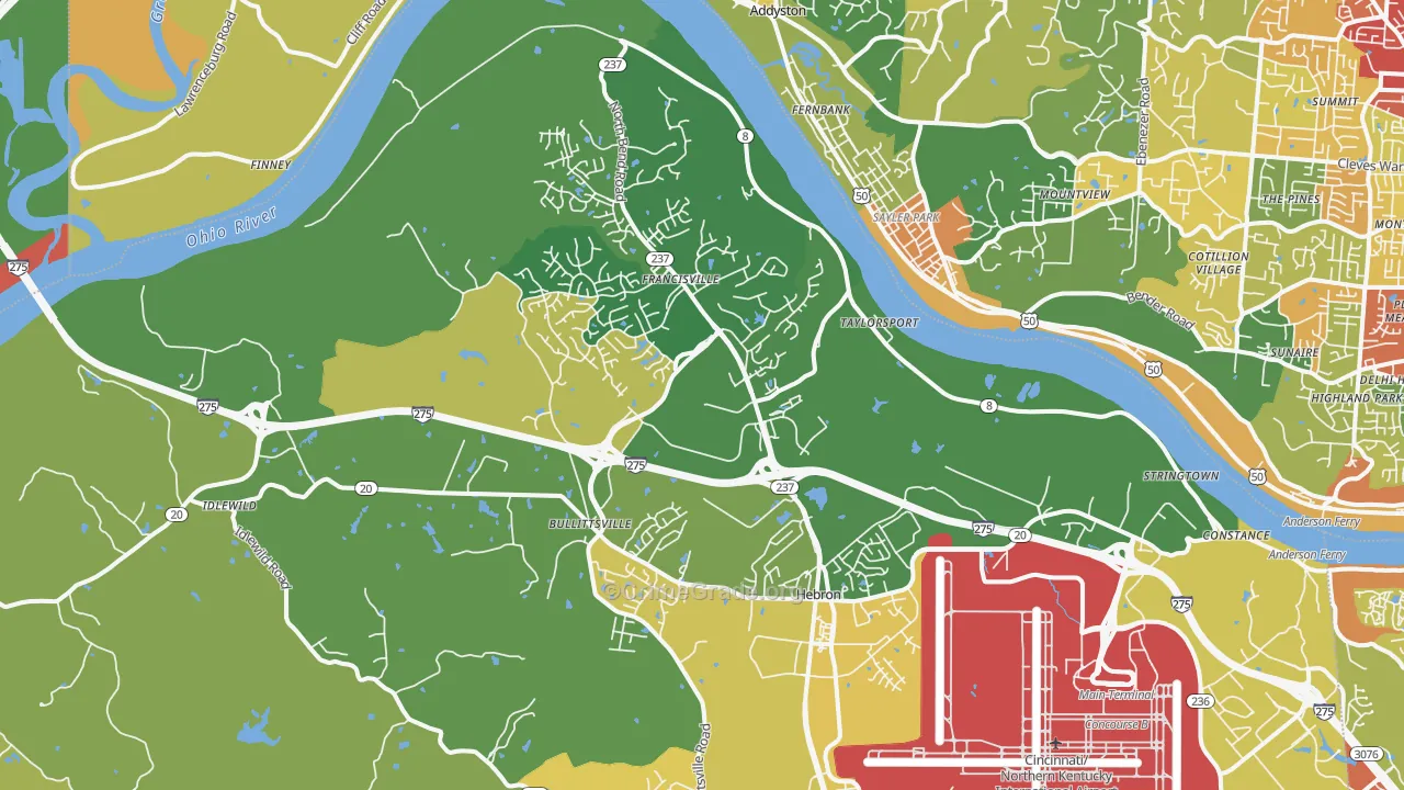 Hebron, KY Map of Theft Rates