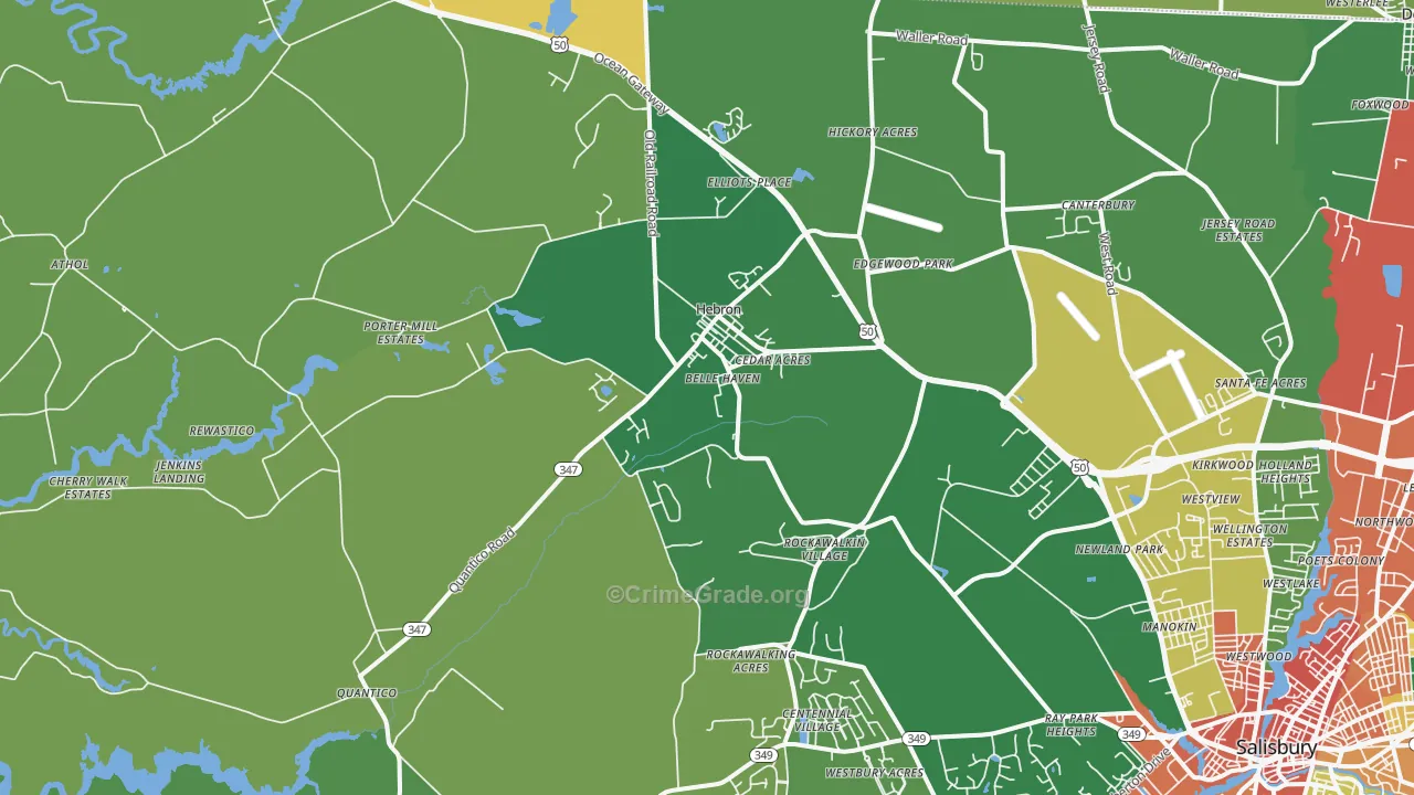Hebron, MD Map of Theft Rates