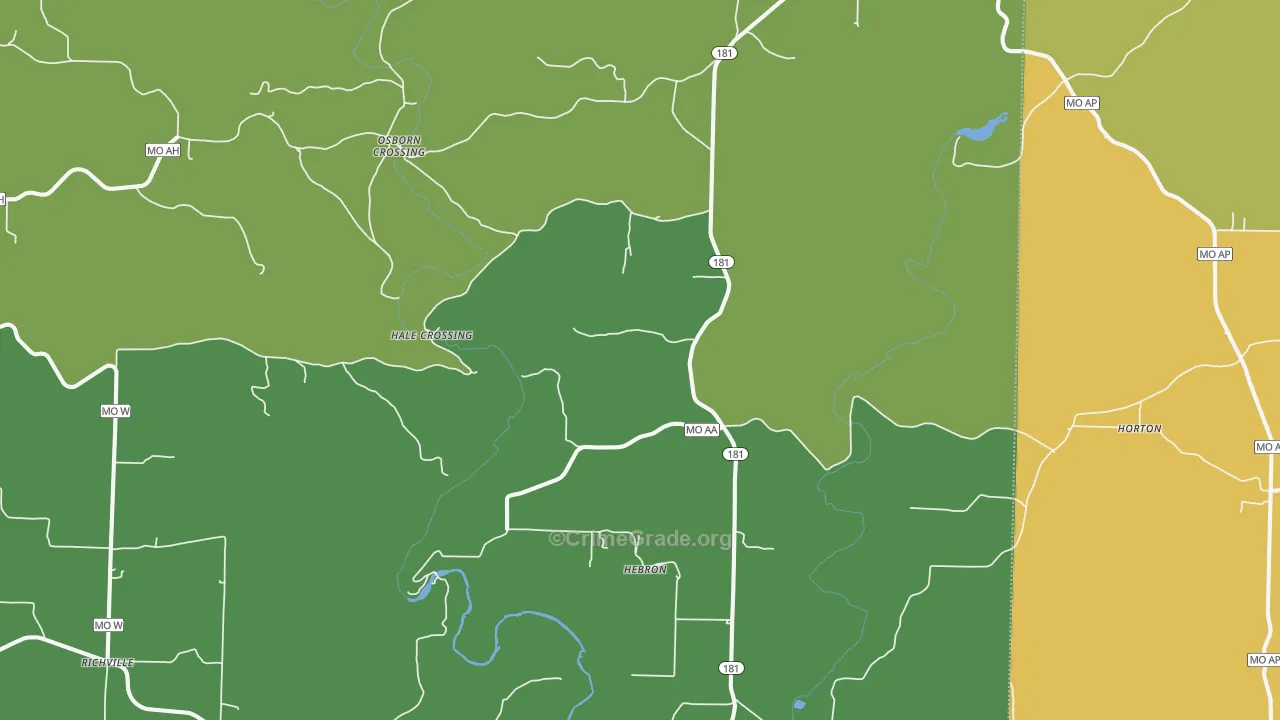 Hebron, MO Map of Theft Rates