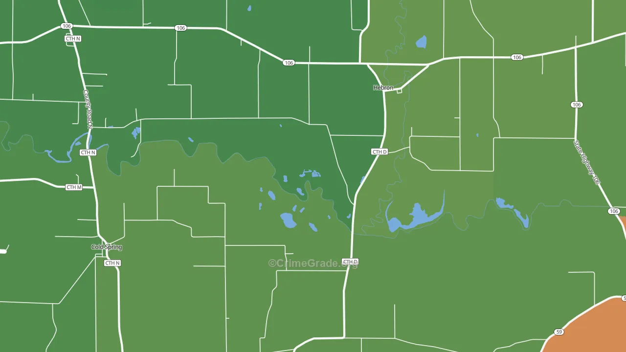 Hebron, WI Map of Theft Rates